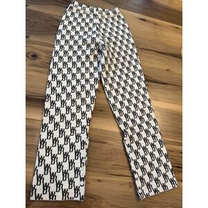 We11done Logo Knit Pants Cream Black Button Hem Cotton Korea WD-TP6-20-073